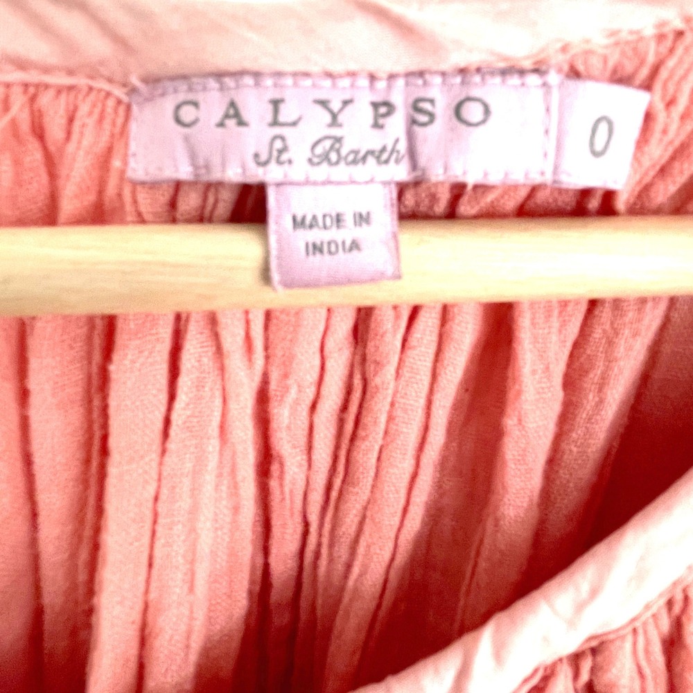 Calypso St Barth Coral Pink Cotton Gauze Boho Maxi Dress  Will Fit One Size 0 XS - Picture 2 of 6